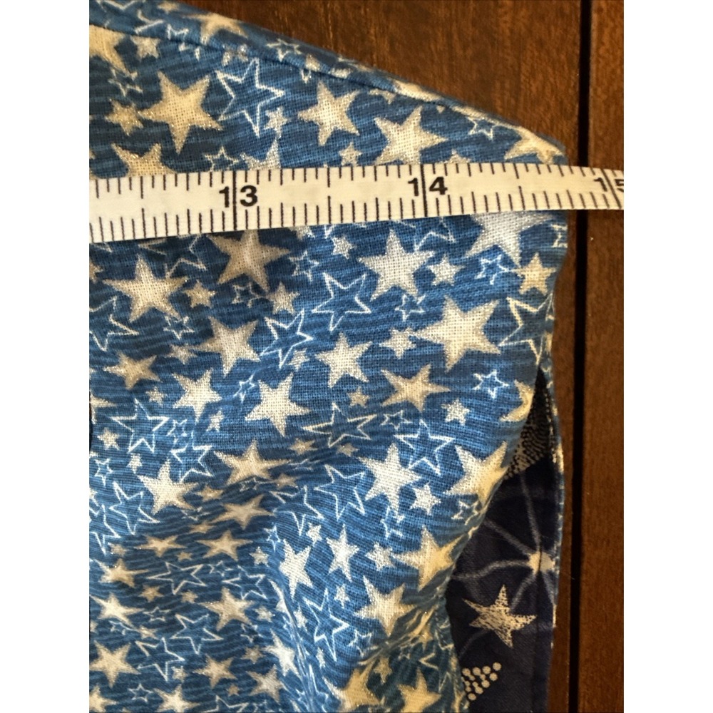 Vintage Handmade Holiday Vest Blue Stars One Size Reversible Cabin Cottagecore - Picture 11 of 11